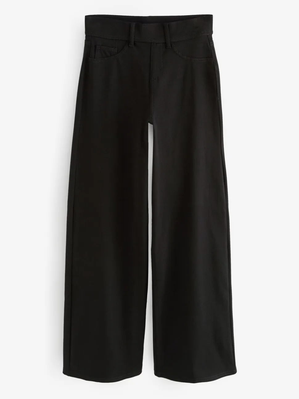 Zwart - Jersey denim broek met wijde pijpen