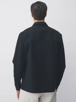 Zwart - Jersey keperstof Overshirt met drukknopen