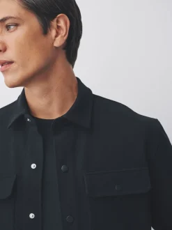 Zwart - Jersey keperstof Overshirt met drukknopen