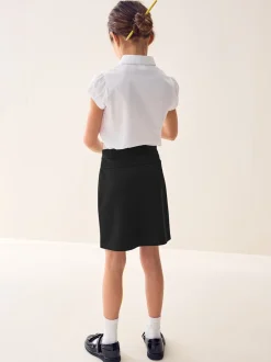 Zwart - Jersey stretch schoolkokerrok met aantrekkoord (3 - 18 jr)