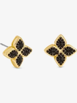 Zwart - Jon Richard Tone Crystal Clover Earrings