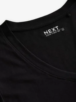 Zwart - Katoenen Modal ruimvallend V-hals T-shirt