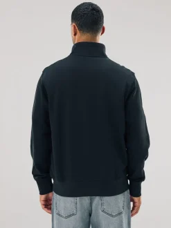 Zwart - Kwartrits - Sweatshirt van jersey met hoog katoengehalte