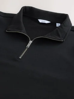 Zwart - Kwartrits - Sweatshirt van jersey met hoog katoengehalte