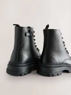 Zwart - Lace Up Leather Boots