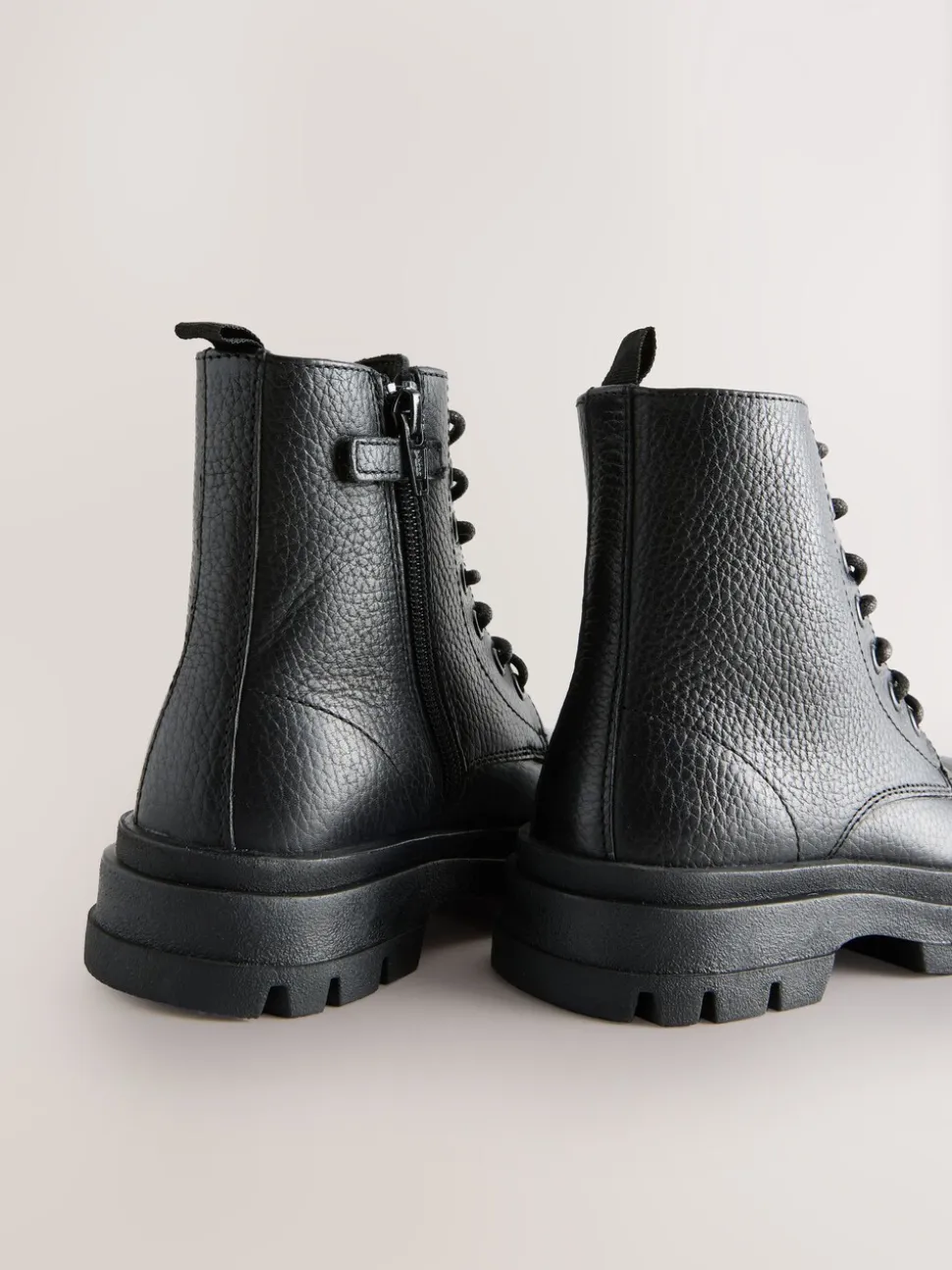 Zwart - Lace Up Leather Boots