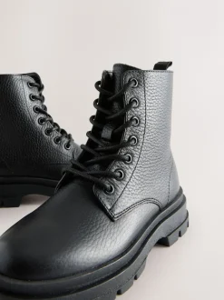 Zwart - Lace Up Leather Boots