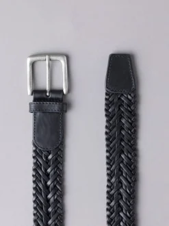 Zwart - Lakeland leren gevlochten Howbeck riem