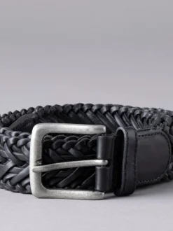 Zwart - Lakeland leren gevlochten Howbeck riem