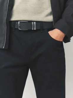 Zwart - Leather Belt With Double Keeperloop