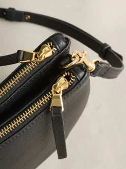 Zwart - Leather Scoop Cross-Body Bag