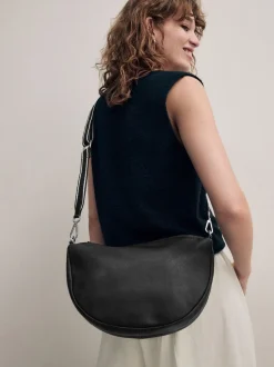 Zwart - Leather Sling Cross Body Bag