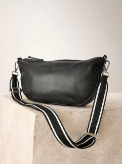 Zwart - Leather Sling Cross Body Bag
