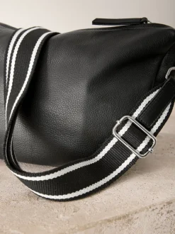 Zwart - Leather Sling Cross Body Bag