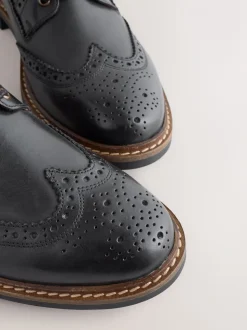 Zwart - Leren brogue laarzen