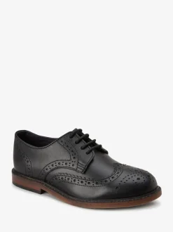 Zwart - Leren Brogue schoenen met veters