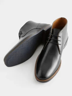 Zwart - Leren chukka schoen