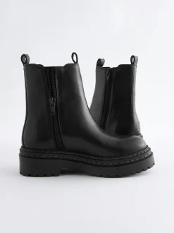Zwart - Leren Chunky Chelsea Boots