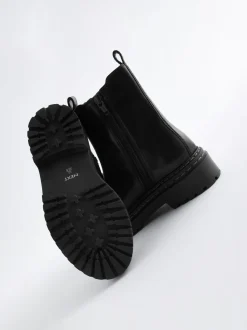 Zwart - Leren Chunky Chelsea Boots