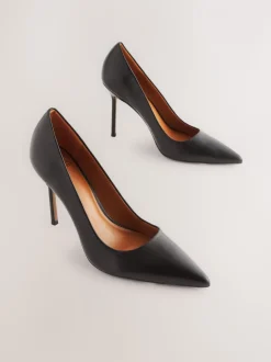 Zwart - Leren spitse pumps