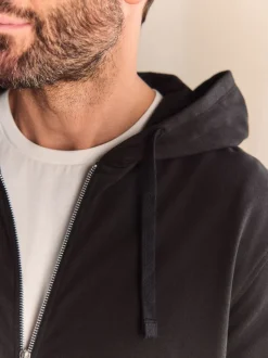 Zwart - Lichte hoodie met rits