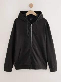 Zwart - Lichte hoodie met rits
