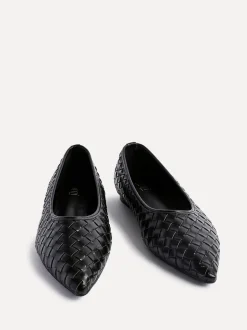 Zwart - Linzi Talina Woven Pointed Toe Ballet Flats