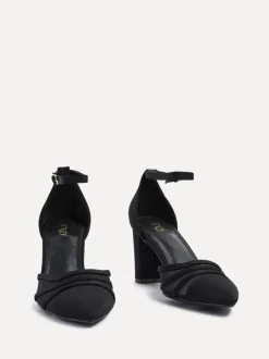 Zwart - Linzi Tasha Block Court Heels Shoes With Mesh Front Detail