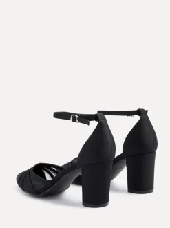 Zwart - Linzi Tasha Block Court Heels Shoes With Mesh Front Detail