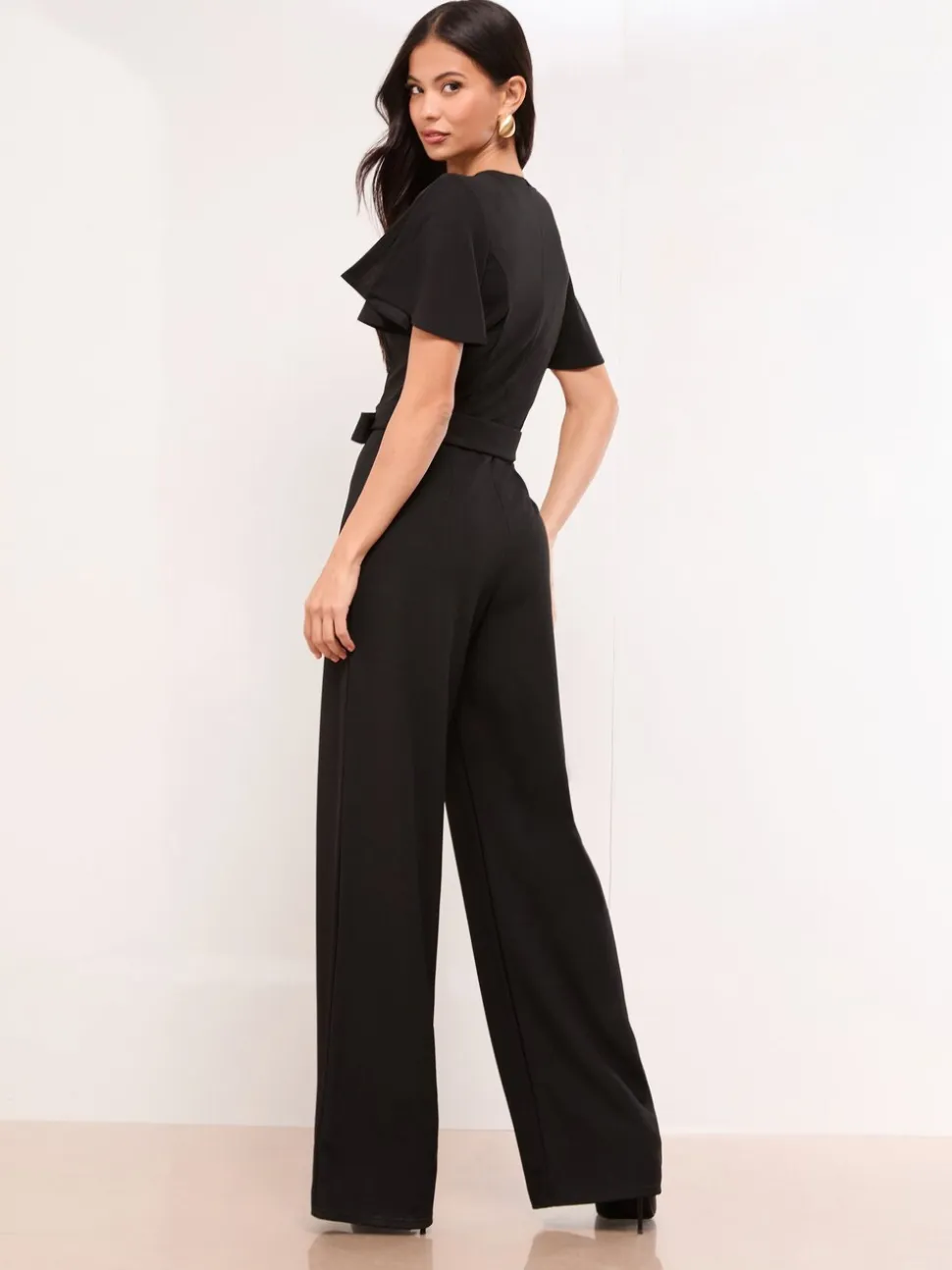 Zwart - Lipsy Hardware Belted Short Sleeve Jumpsuit