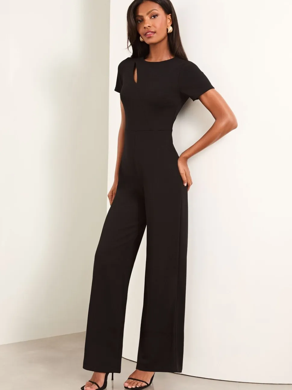 Zwart - Lipsy jumpsuit met korte mouwen en gesplitst detail