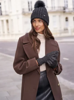 Zwart - Lipsy Shimmer Ribbed Pom Hat