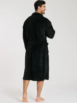 Zwart - Loungeable Fleece Shawl Collar Dressing Gown