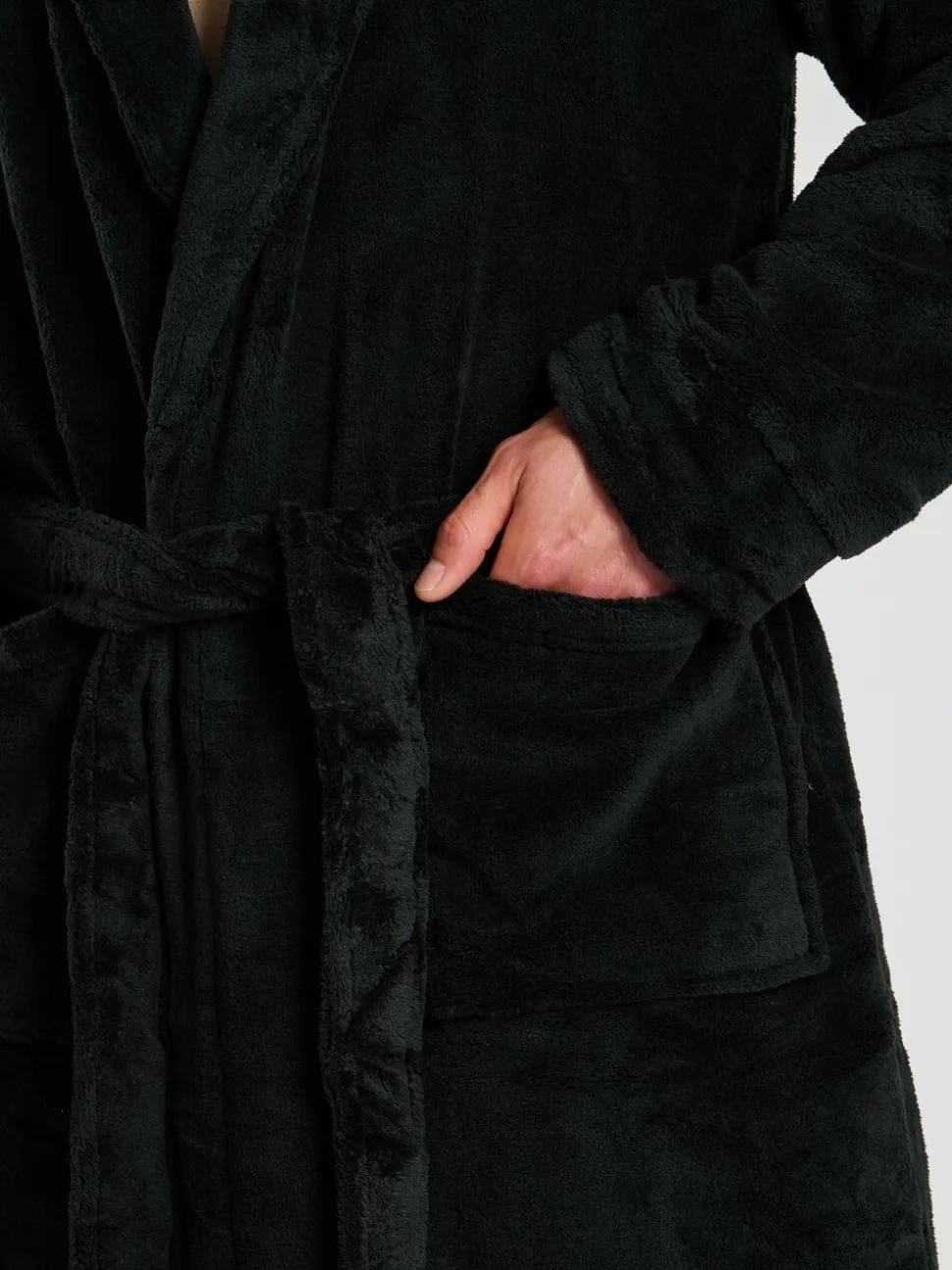 Zwart - Loungeable Fleece Shawl Collar Dressing Gown