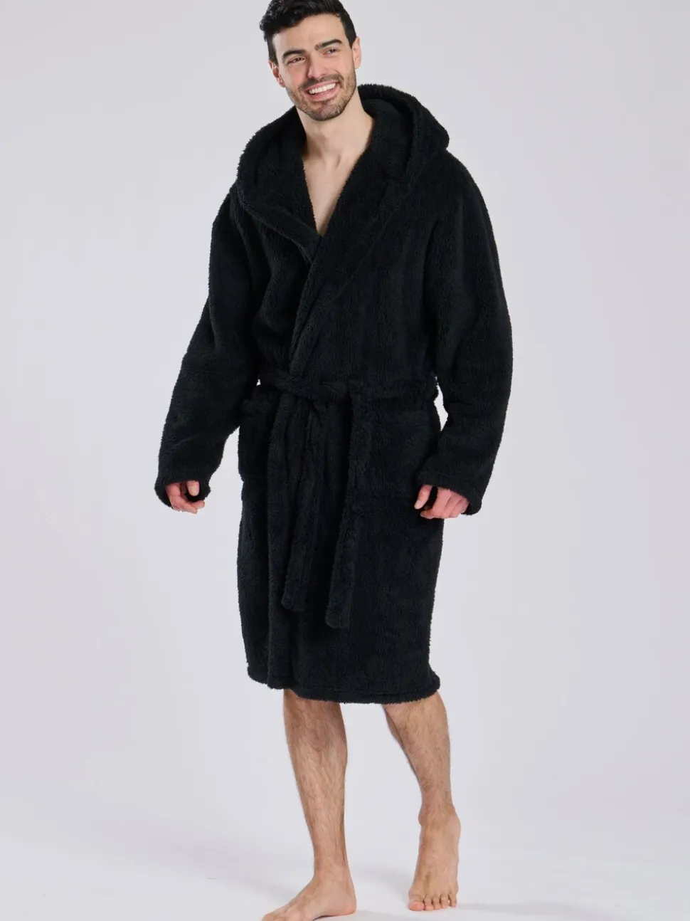 Zwart - Loungeable Sherpa kamerjas met capuchon