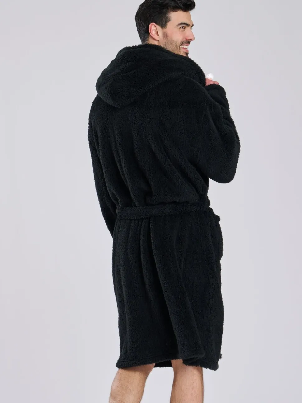 Zwart - Loungeable Sherpa kamerjas met capuchon