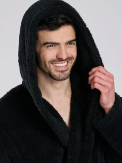 Zwart - Loungeable Sherpa kamerjas met capuchon