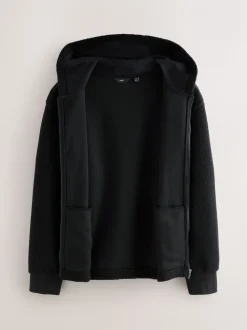 Zwart - Mat capuchon - Borg Fleece
