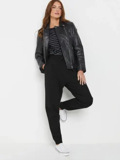 Zwart - M&Co joggingbroek met boorden en trekkoord
