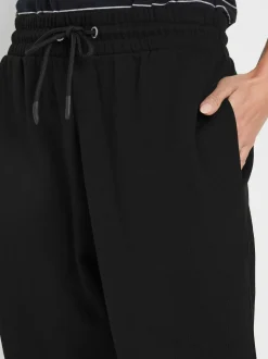 Zwart - M&Co joggingbroek met boorden en trekkoord
