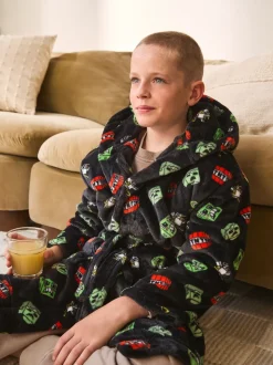 Zwart - Minecraft fleece badjas (5-16jaar)