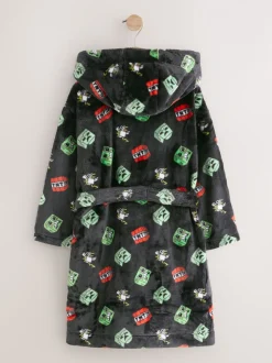 Zwart - Minecraft fleece badjas (5-16jaar)