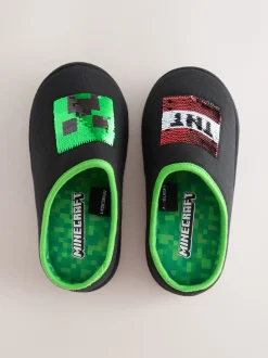 Zwart - Minecraft Flippy Sequin Slipper Mules