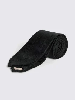 Zwart - MOSS Bruiloft Paisley Stropdas