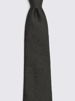 Zwart - MOSS Bruiloft Paisley Stropdas