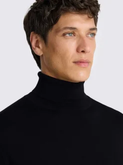 Zwart - MOSS Merino-Blend Roll Neck Jumper