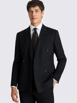 Zwart - MOSS Slim Double Breasted Stretch Suit Jacket