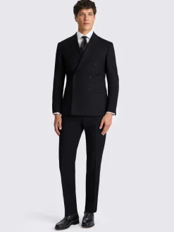 Zwart - MOSS Slim Double Breasted Stretch Suit Jacket