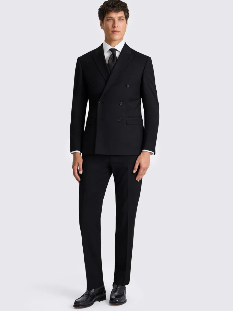Zwart - MOSS Slim Double Breasted Stretch Suit Jacket