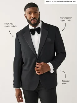 Zwart - Muscle Fit Motionflex Stretch Tuxedo Suit Jacket